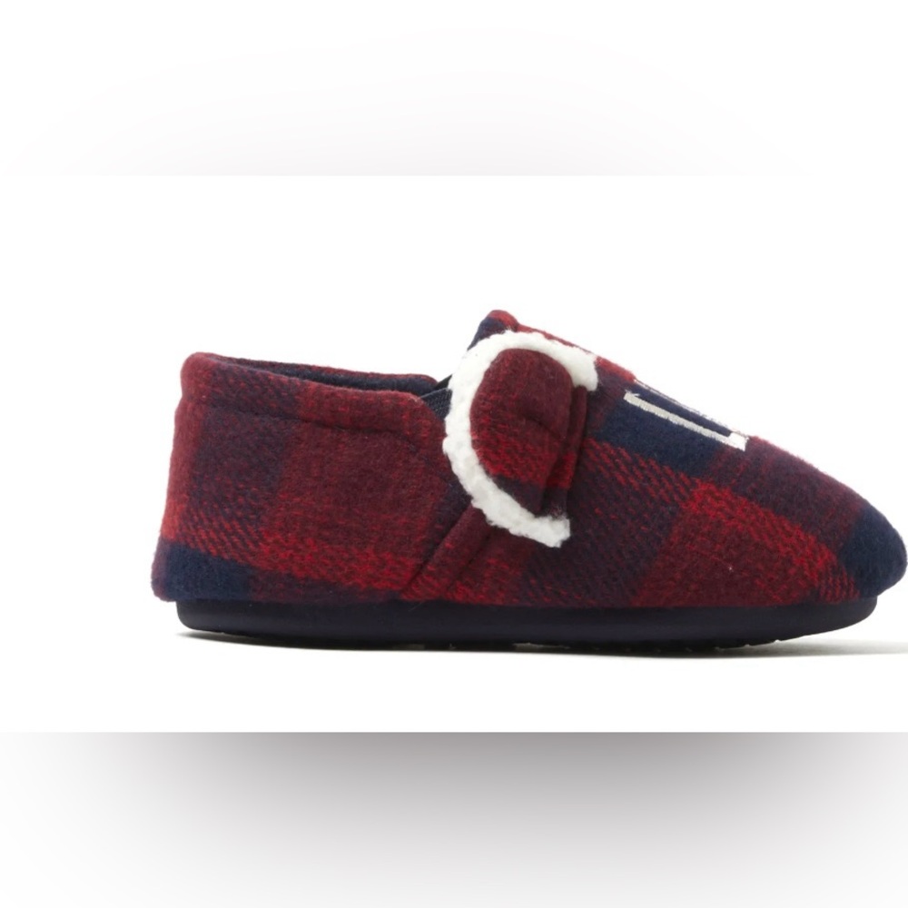 Dearfoams Unisex Kids Red and Blue Plaid Slippers! New!